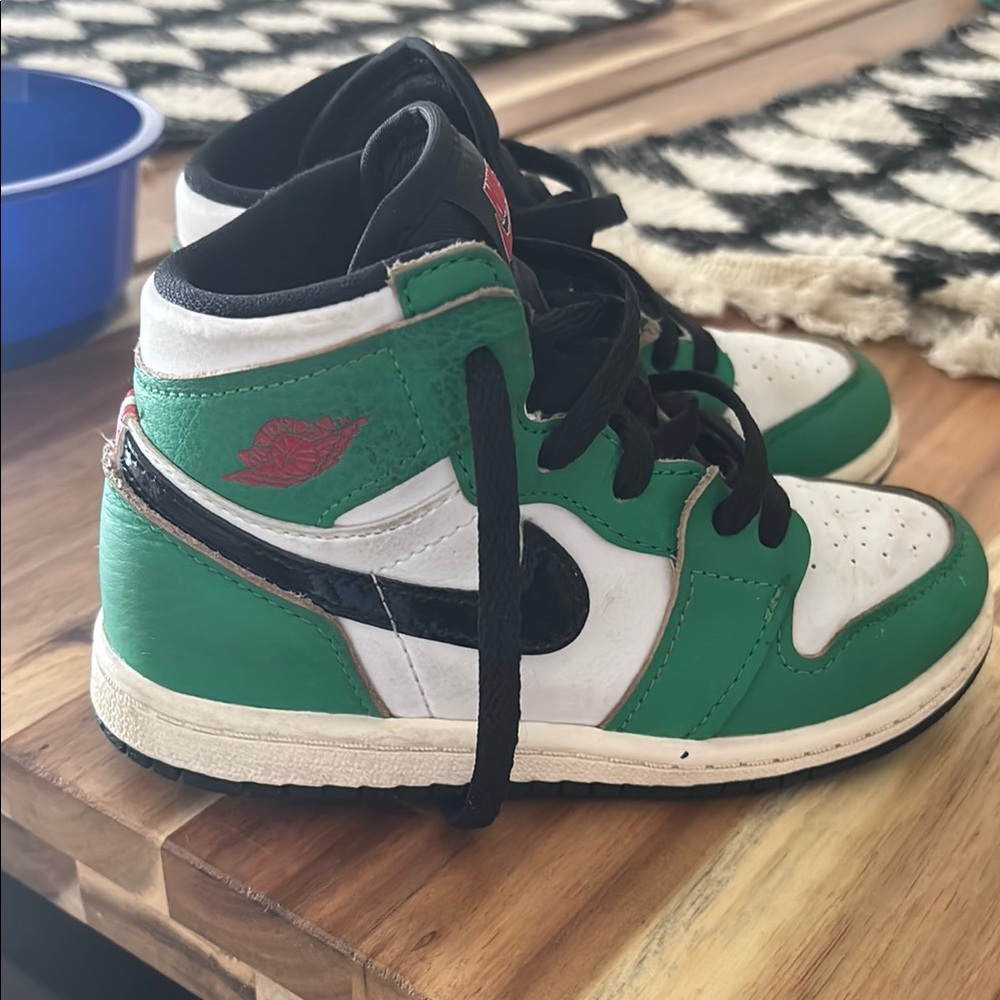 Jordan Green and Black High-Top Sneakers
